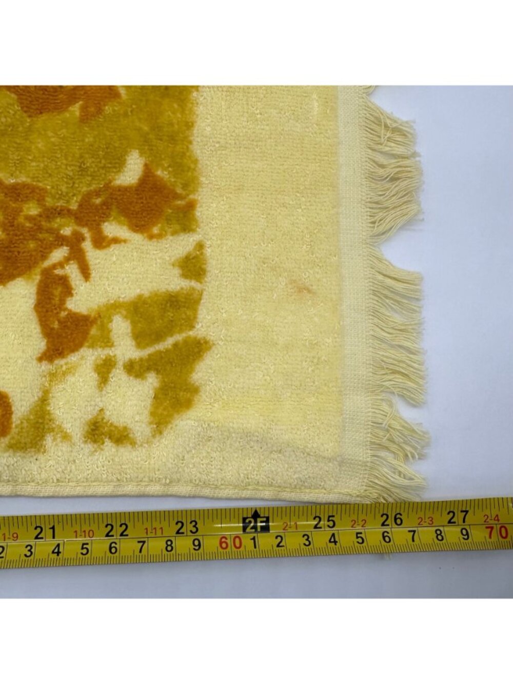 Vintage Yellow Rose Hand Towel Washcloth Set Cannon USA Cotton 70s Fringe Floral - Picture 10 of 10